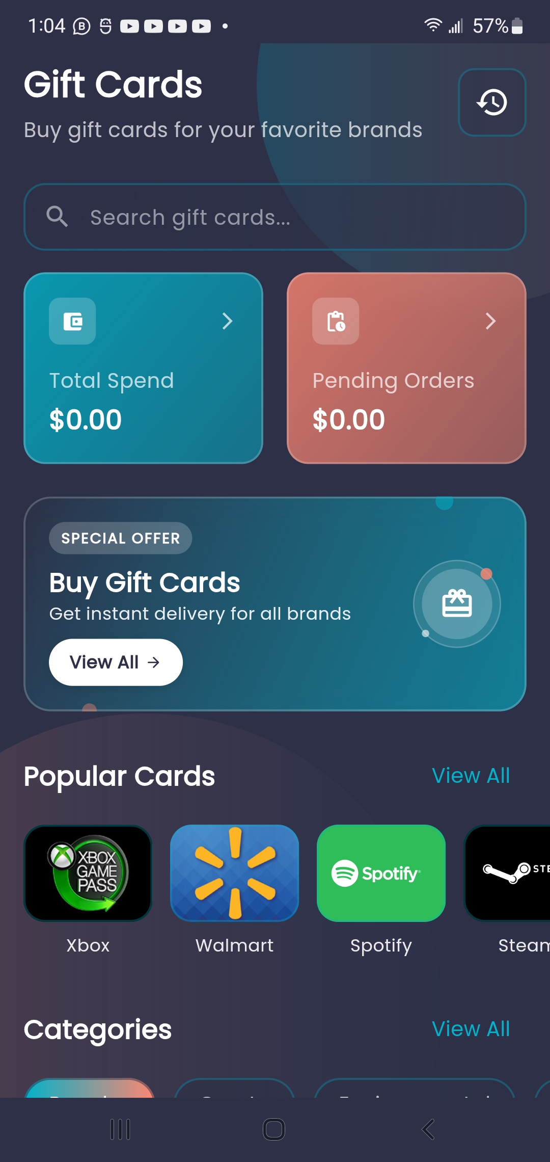 Gift Card Interface